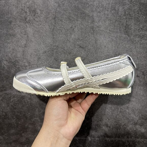 Onitsuka Tiger Mexico 66 Silver Mary Jane Sneakers - Picture 2 of 9